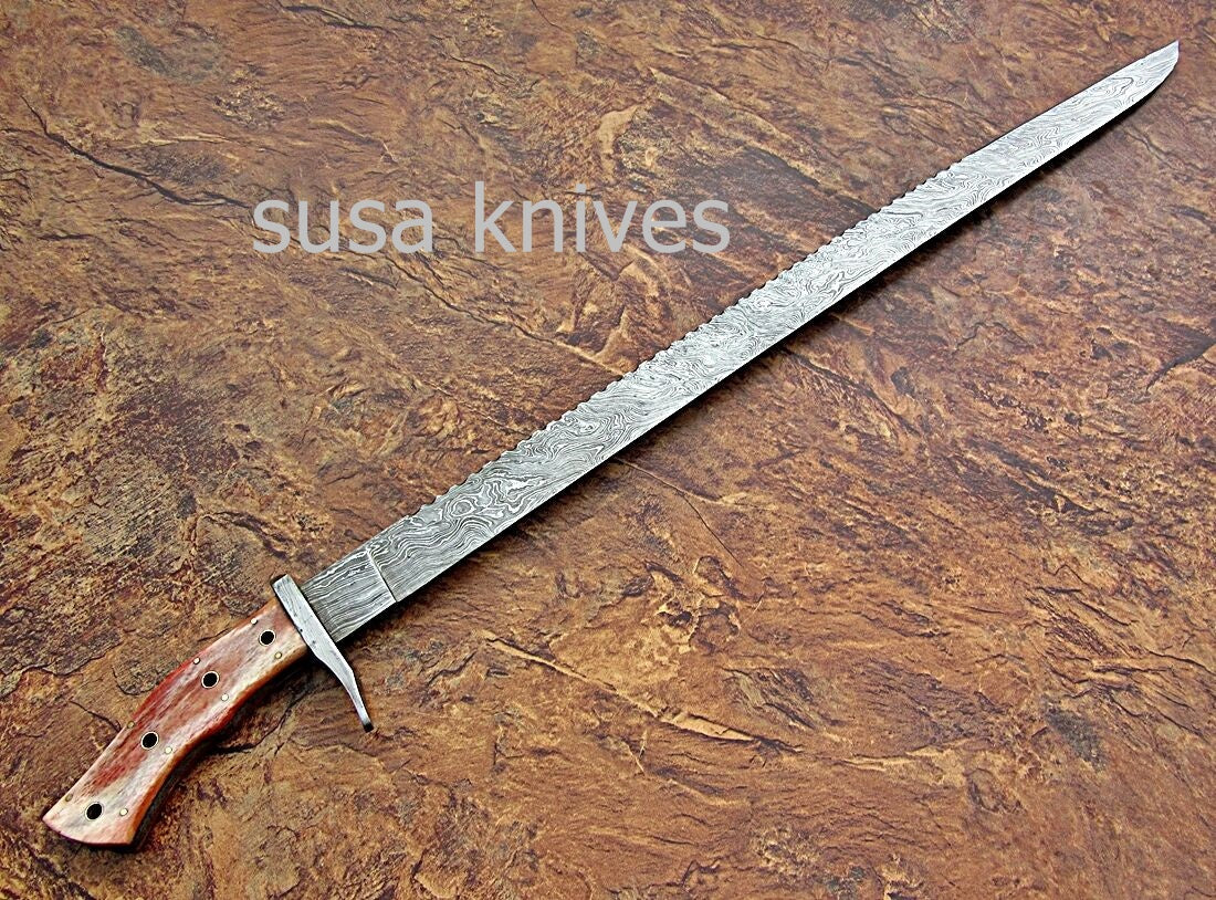 CUSTOM HAND MADE DAMASCUS STEEL HUNTING SWORD KNIFE. - SUSA KNIVES