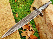 Load image into Gallery viewer, Damascus steelom Handmade Carbon Steel Dagger Knife | Steel Gripped Handle - SUSA KNIVES
