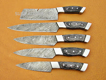 Load image into Gallery viewer, CUSTOM HANDMADE DAMASCUS STEEL CHEF SET/KITCHEN KNIVES 5 PCSC BLACK MICARTA - SUSA KNIVES
