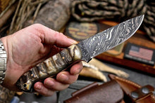 Load image into Gallery viewer, Handmade Hammered Damascus Custom Bird Fish Small Hunting Skinning Knife - SUSA KNIVES
