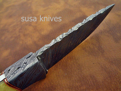 Custom hand crafted Damascus steel Moqen,s Bone lover Knife (Special Sale) - SUSA KNIVES