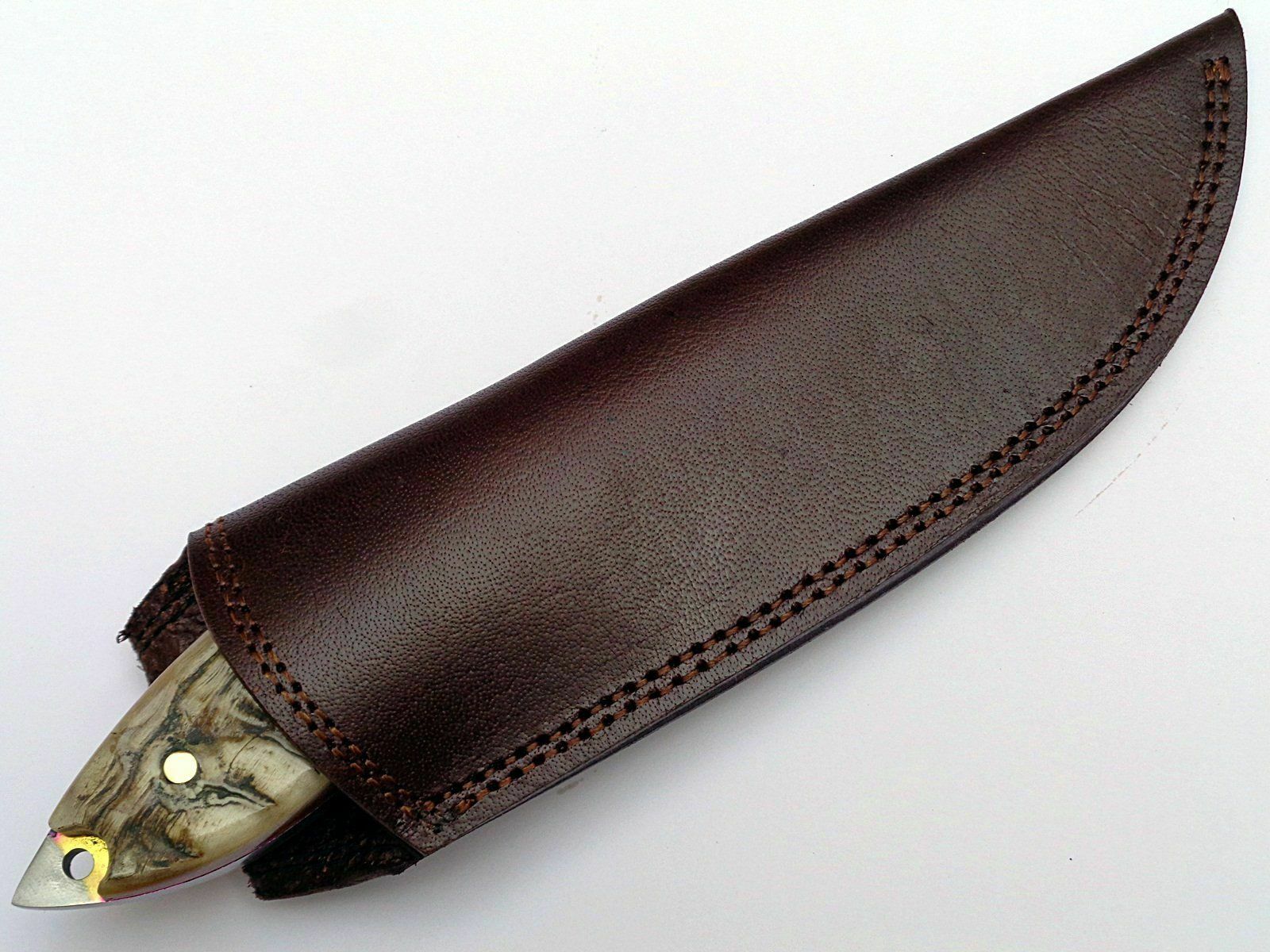 HANDMADE FULL TANG SURVIVAL HUNTING KNIFE RAM HORN HANDLE & LEATHER SHEATH - SUSA KNIVES