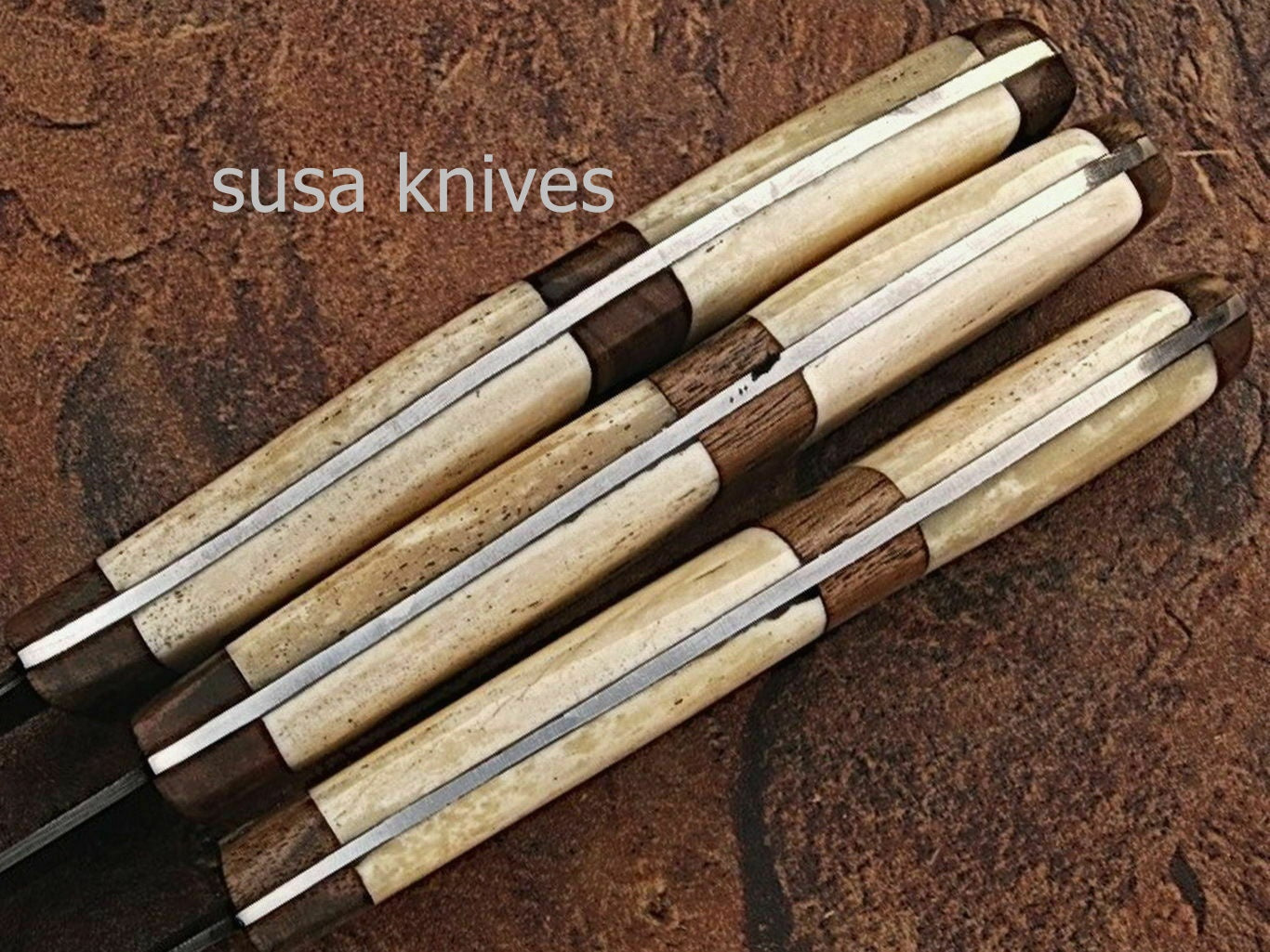 CUSTOM MADE DAMASCUS BLADE KITCHEN/CHEF KNIFE 07 PC'S SET - SUSA KNIVES