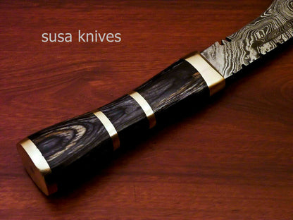 Custom Handmade Damascus Steel Kukri Knife[Sheath] Hard Wood Handle - SUSA KNIVES