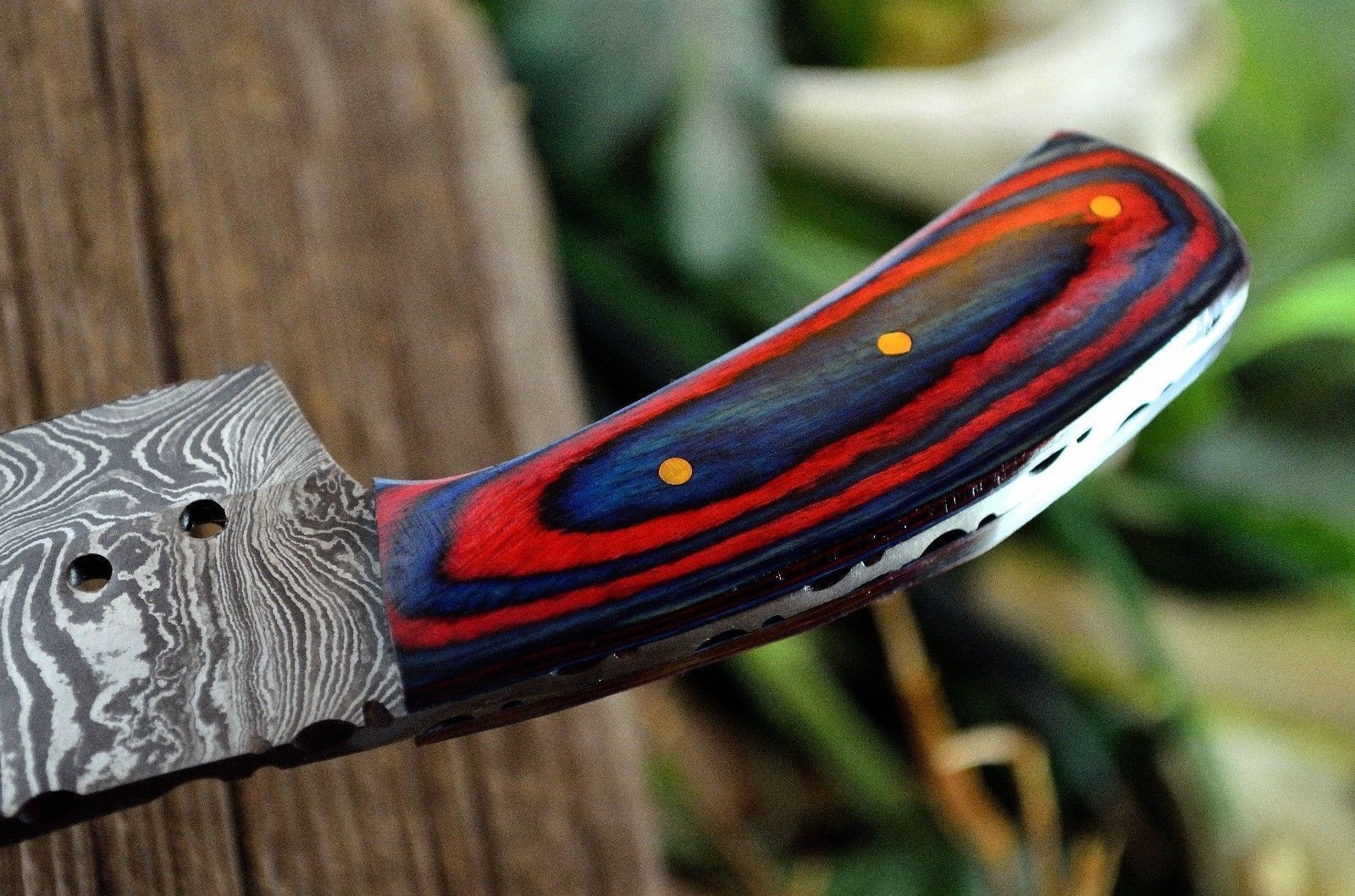 CUSTOM HANDMADE DAMASCUS STEEL MINI POCKET CLEAVER HUNTING BOOT KNIFE - SHEATH - SUSA KNIVES