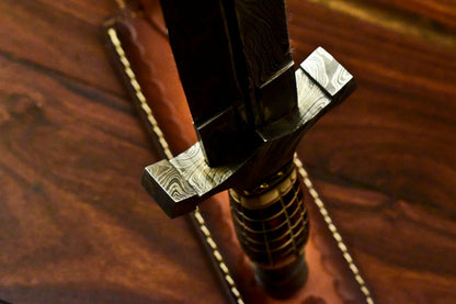 Custom Handmade Damascus Sword Dagger Double Edge Knife - SUSA KNIVES