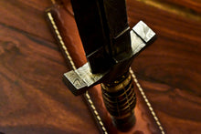 Load image into Gallery viewer, Custom Handmade Damascus Sword Dagger Double Edge Knife - SUSA KNIVES
