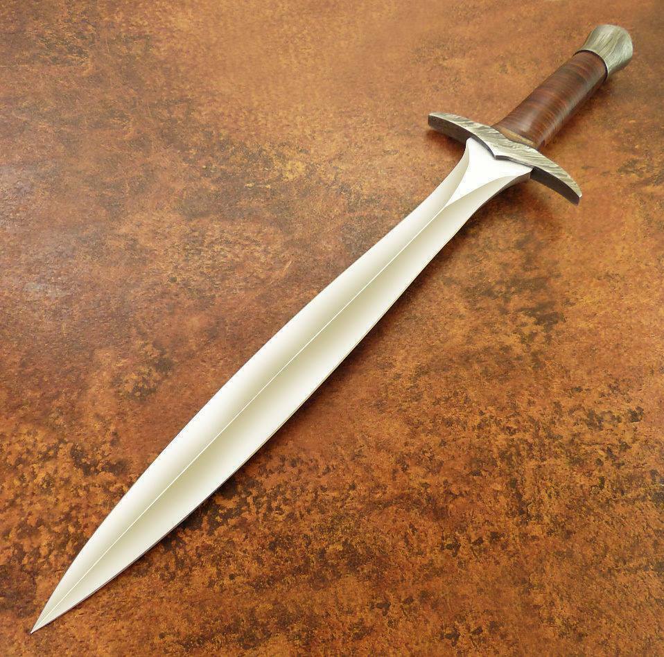Beautiful Custom Handmade D2 Steel Mini Sword| Sheath | Leather Roll Handle - SUSA KNIVES