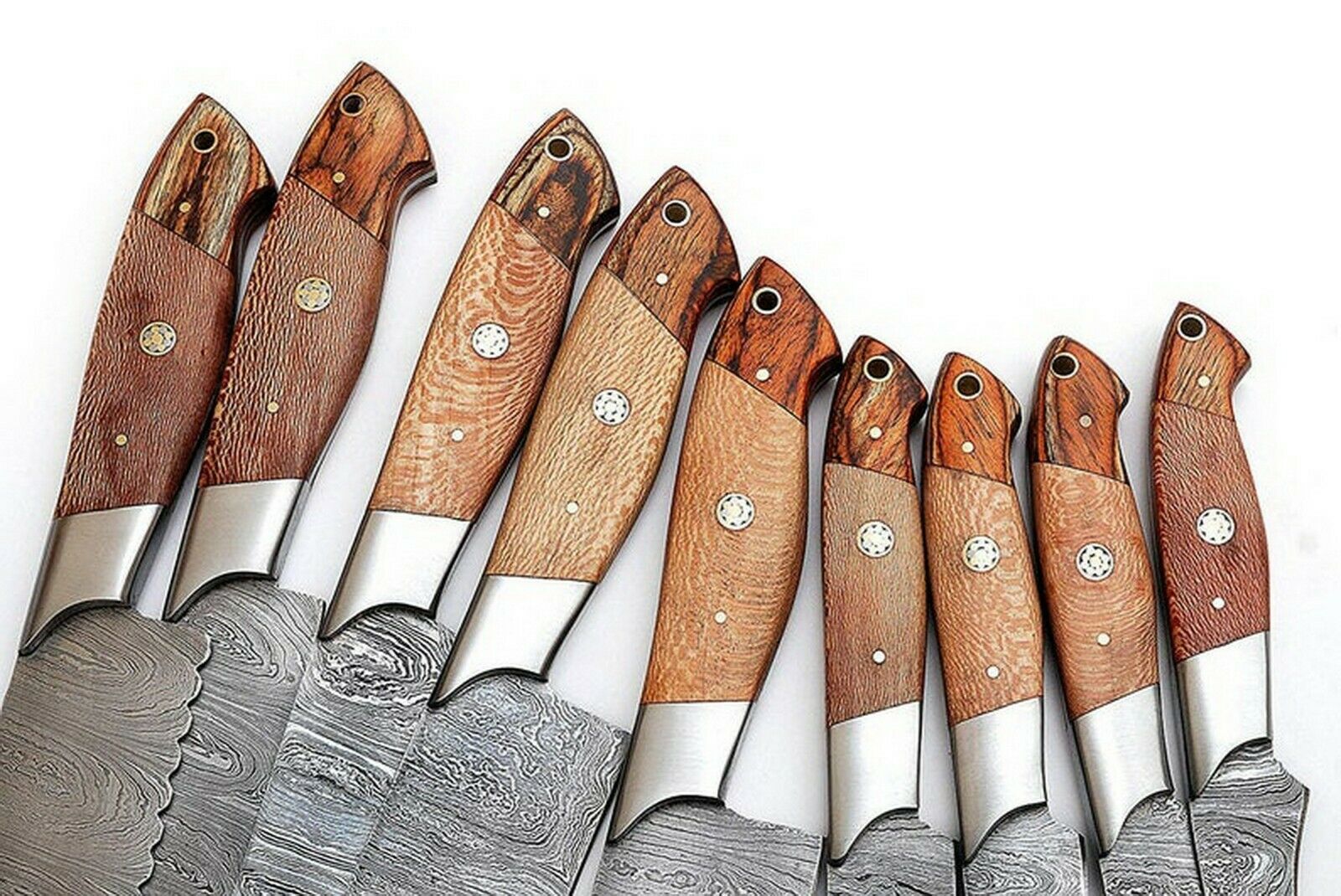 Set Of 9 Beautiful Handmade Damascus Steel Chef Knives With Leather Bag - SUSA KNIVES