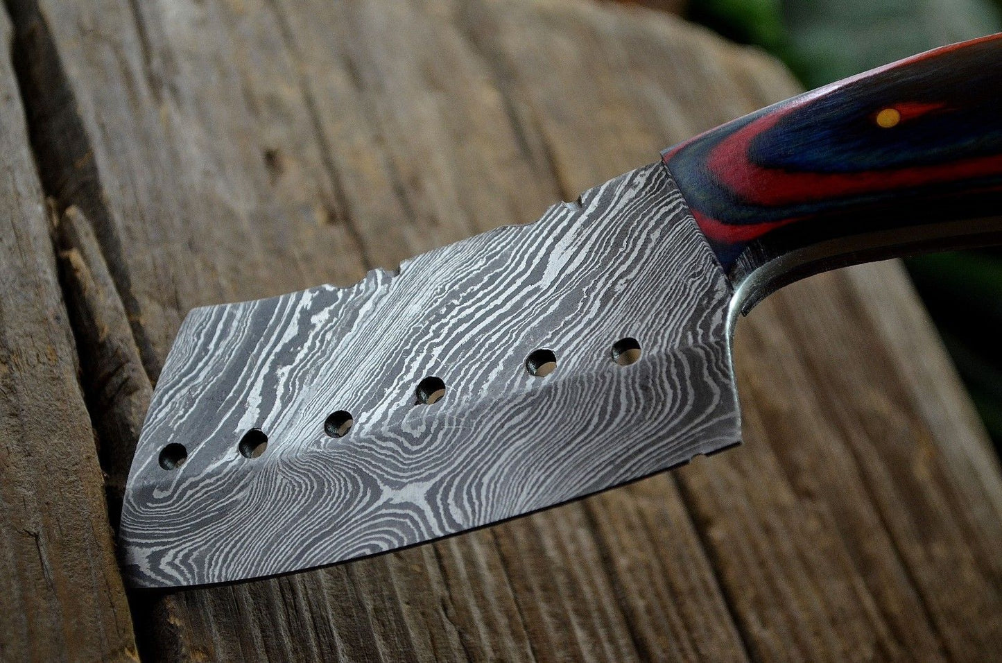 CUSTOM HANDMADE DAMASCUS STEEL MINI POCKET CLEAVER HUNTING BOOT KNIFE - SHEATH - SUSA KNIVES