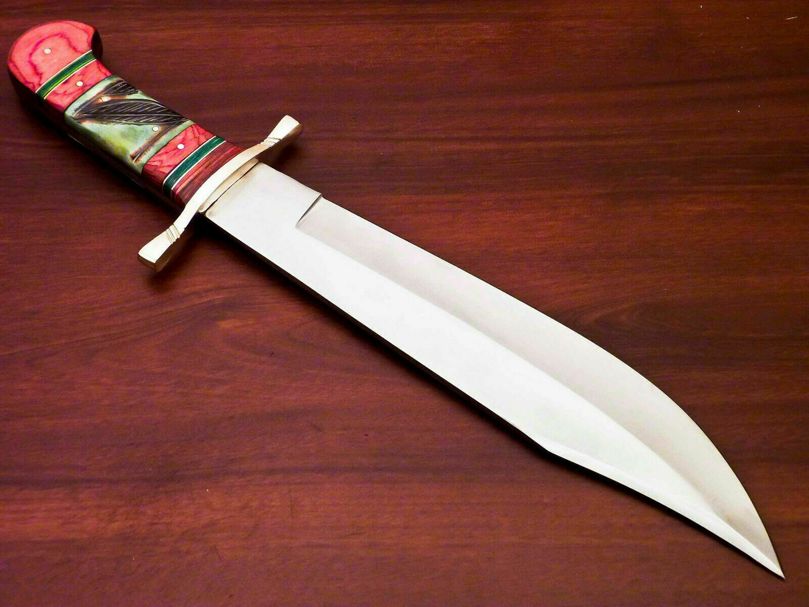 Amazing Custom Handmade D2 Steel Bowie Knife | Sheath Stained Camel Bone Handle - SUSA KNIVES