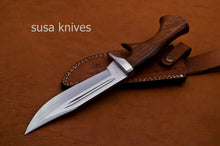 Load image into Gallery viewer, Handmade D2 Steenless Steel 11.00 Inches Bowie Knive Rose Wood Handle - SUSA KNIVES

