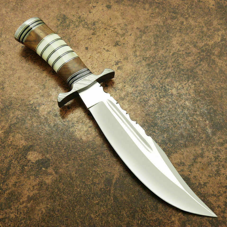 Amazing Custom Handmade D2 Steel Hunting Knife Camel Bone & Rose Wood Handle - SUSA KNIVES
