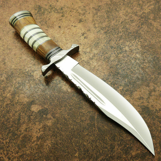 Amazing Custom Handmade D2 Steel Hunting Knife Camel Bone & Rose Wood Handle - SUSA KNIVES