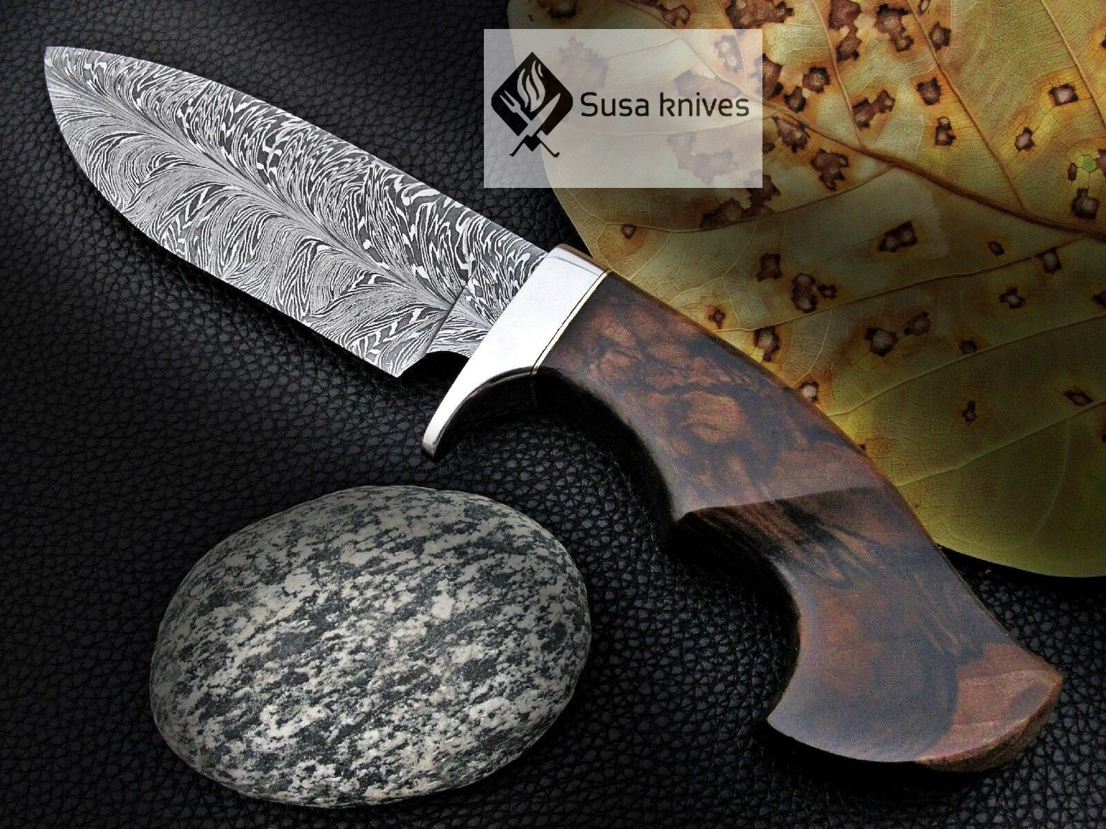 CUSTOM MADE, FEATHER PATTERN,SCENIC HANDLE, OUTDOOR HUNTING, FIGHTING CLAW KNIFE - SUSA KNIVES