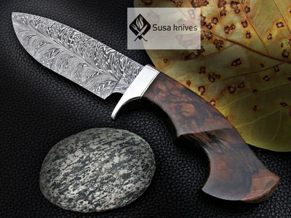 CUSTOM MADE, FEATHER PATTERN,SCENIC HANDLE, OUTDOOR HUNTING, FIGHTING CLAW KNIFE - SUSA KNIVES