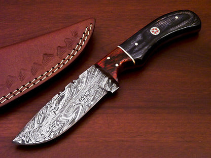 BEAUTIFUL CUSTOM HAND MADE DAMASCUS STEEL FULL TANG KNIFE-HARD WOOD - SUSA KNIVES
