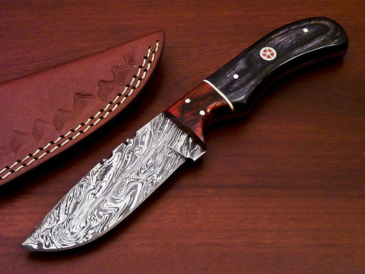 BEAUTIFUL CUSTOM HAND MADE DAMASCUS STEEL FULL TANG KNIFE-HARD WOOD - SUSA KNIVES
