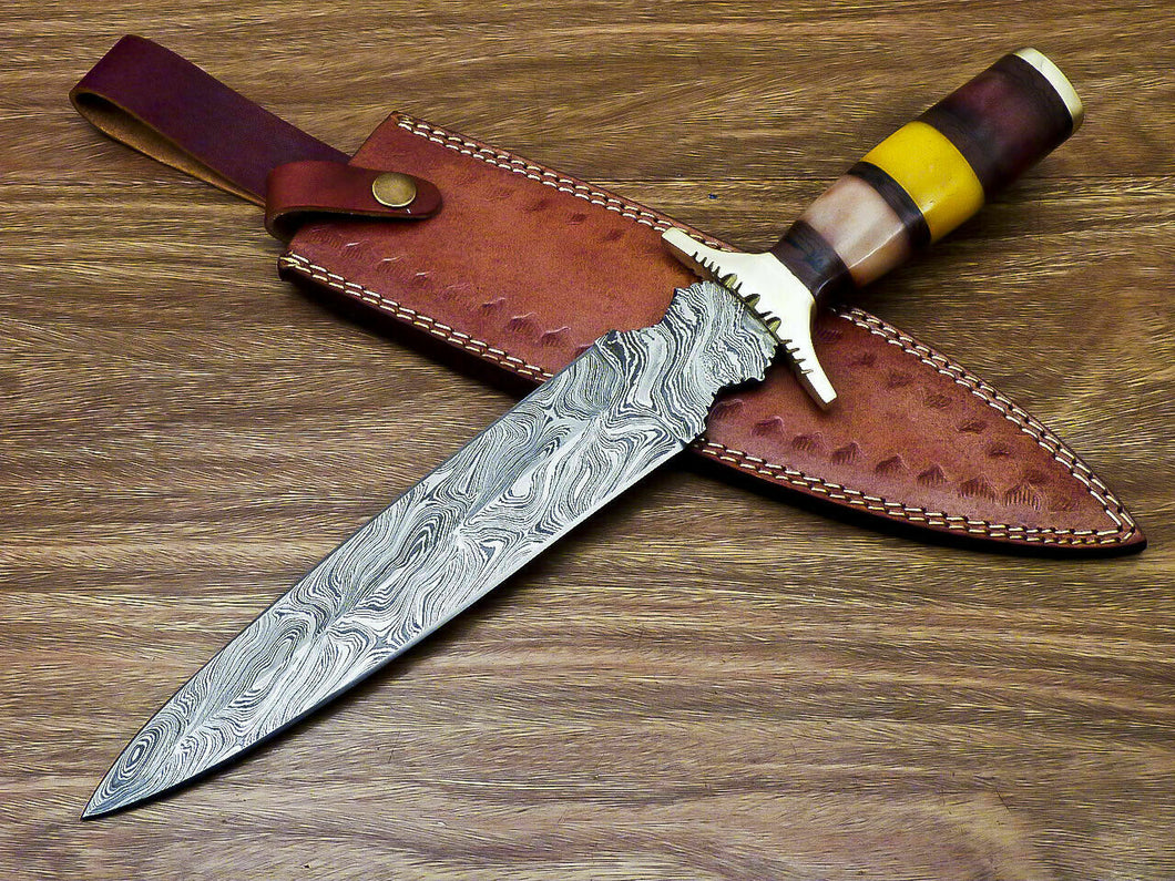 Beautiful Custom Handmade Damascus Steel Dagger Knife 