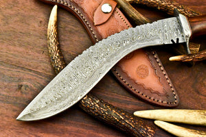 Custom Handmade Damascus Kukri Hunting Knife | Walnut Wood - SUSA KNIVES