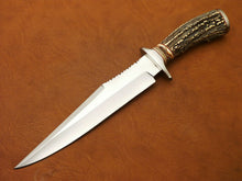 Load image into Gallery viewer, CUSTOM HAND MADE D2 BOWIE HUNTING KNIFE - FIGHTER KNIFE - STAG ANTLER HANDLE - SUSA KNIVES
