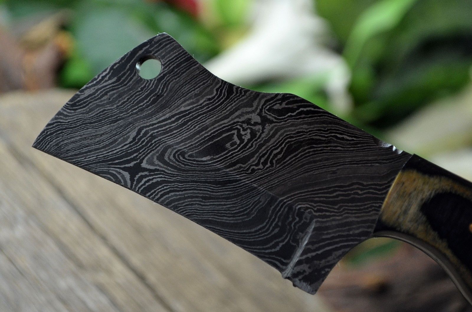 CUSTOM MADE MINI POCKET CLEAVER HUNTING KNIFE FORGED DAMASCUS STEEL WITH SHEATH - SUSA KNIVES