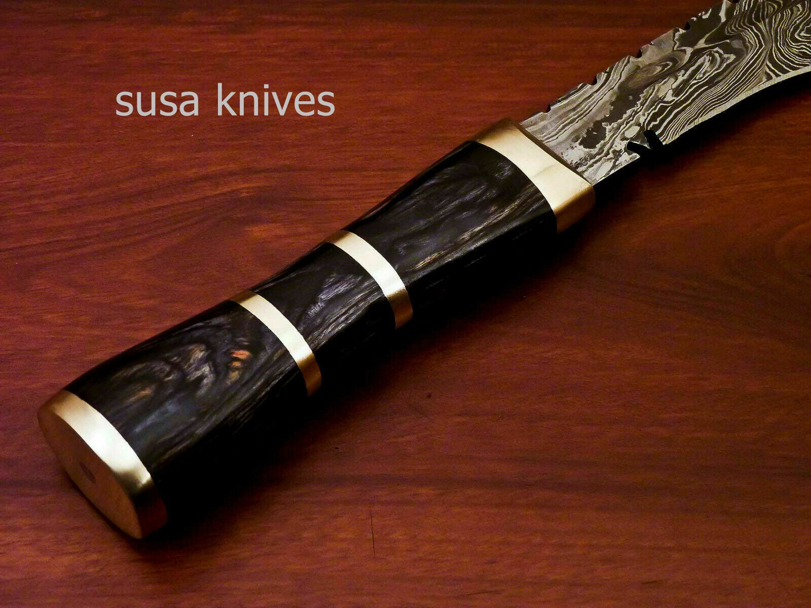 Custom Handmade Damascus Steel Kukri Knife[Sheath] Hard Wood Handle - SUSA KNIVES