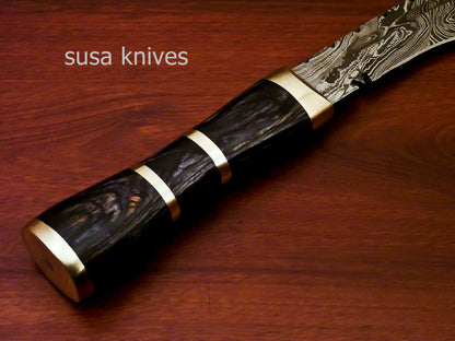 Custom Handmade Damascus Steel Kukri Knife[Sheath] Hard Wood Handle - SUSA KNIVES