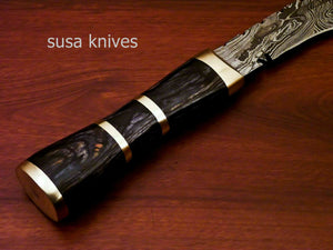 Custom Handmade Damascus Steel Kukri Knife[Sheath] Hard Wood Handle - SUSA KNIVES