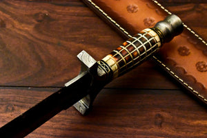 Custom Handmade Damascus Sword Dagger Double Edge Knife - SUSA KNIVES