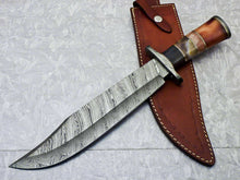 Load image into Gallery viewer, Amazing Custom Handmade Damascus Steel Bowie Knife &quot; Stained Camel bone Handle - SUSA KNIVES
