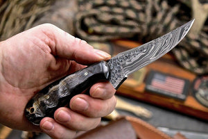 Handmade Hammered Damascus Custom Bird Fish Small Hunting Skinning Knife - SUSA KNIVES