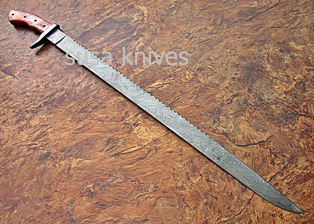 CUSTOM HAND MADE DAMASCUS STEEL HUNTING SWORD KNIFE. - SUSA KNIVES