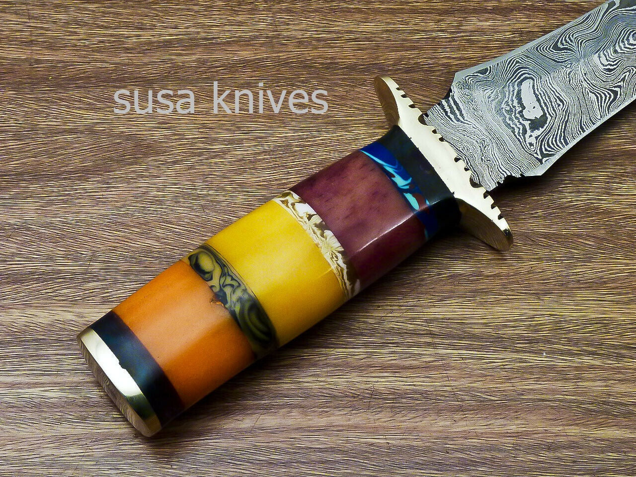 Stunning CUSTOM HAND FORGED DAMASCUS DAGGER HUNTING KNIFE CAMEL BONE - SUSA KNIVES
