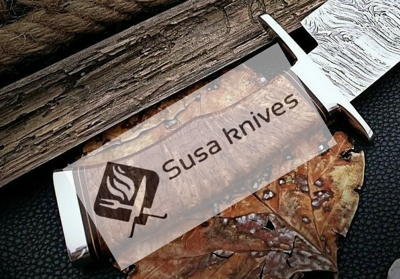 HAND FORGED DAMASCUS STEEL,STRONG GRIP OUTDOOR HUNTING,FIGHTING CLAW BOWIE KNIFE - SUSA KNIVES