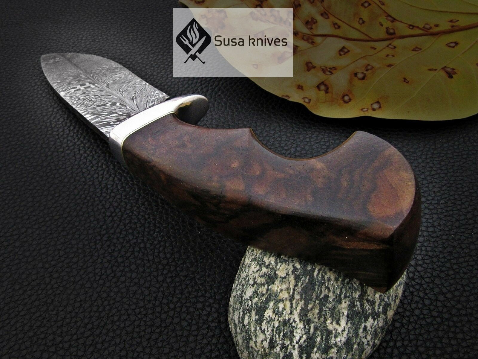 CUSTOM MADE, FEATHER PATTERN,SCENIC HANDLE, OUTDOOR HUNTING, FIGHTING CLAW KNIFE - SUSA KNIVES