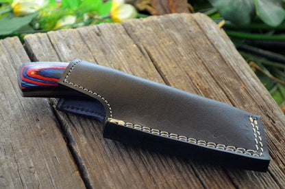 CUSTOM HANDMADE DAMASCUS STEEL MINI POCKET CLEAVER HUNTING BOOT KNIFE - SHEATH - SUSA KNIVES