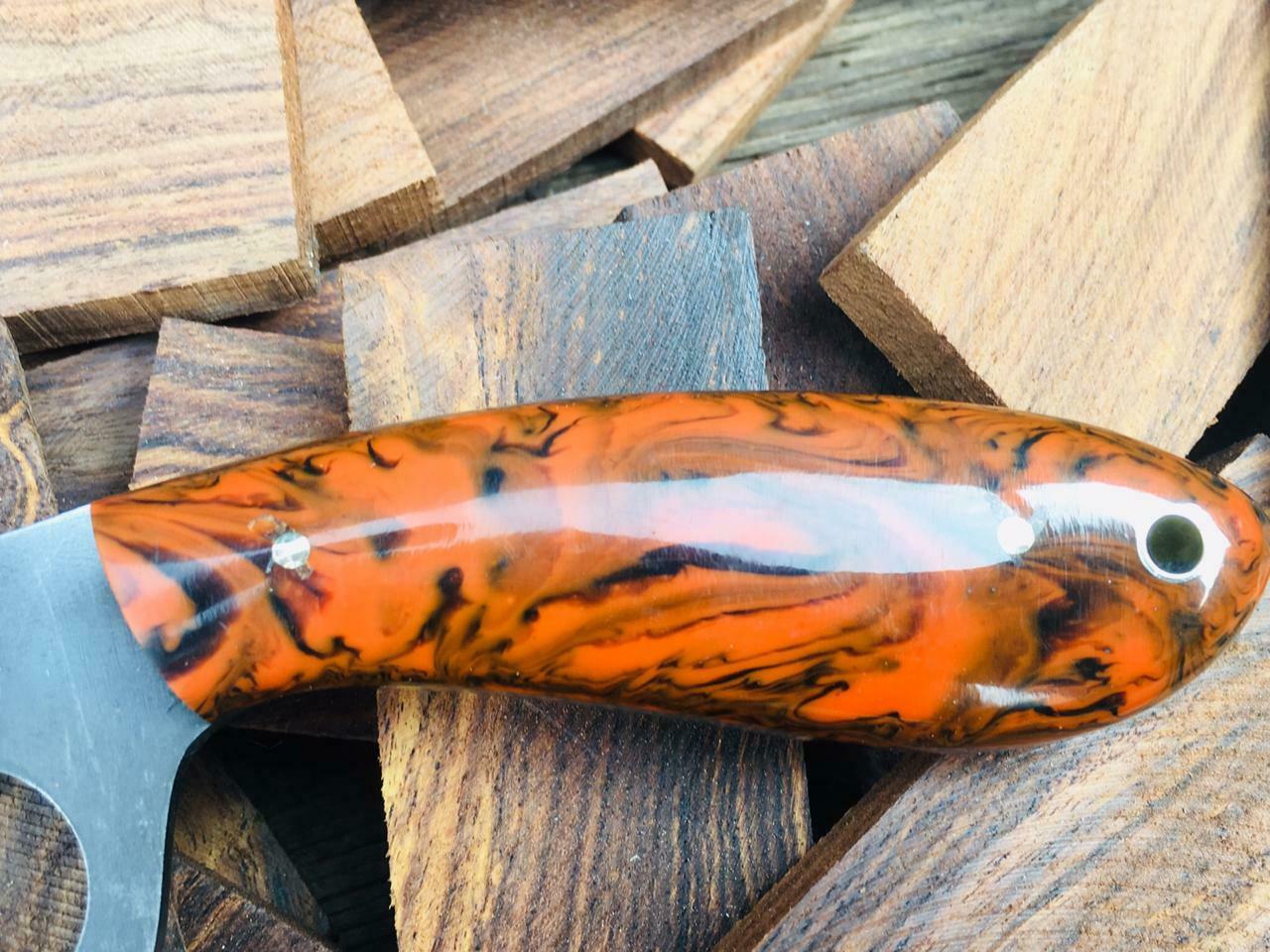 HANDMADE 1075 STEEL BULL CUTTER KNIFE WITH RESIN HANDLE AND PINS - SUSA KNIVES