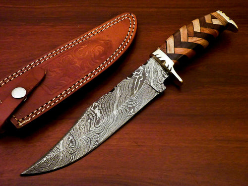 Amazing Custom Handmade Damascus Steel Hunting Knife 