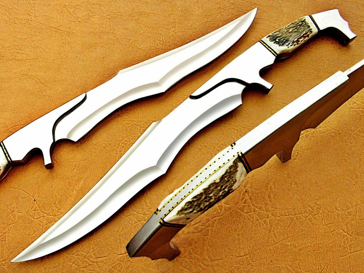 Amazing Custom Handmade D2 Tool Steel Hunting knife with Sheath"Stag horn Handle - SUSA KNIVES