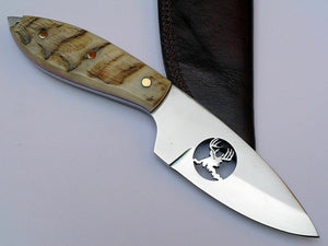 HANDMADE FULL TANG SURVIVAL HUNTING KNIFE RAM HORN HANDLE & LEATHER SHEATH - SUSA KNIVES