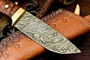 Custom Handmade Damascus Hunting Skinning Blade Hunter Camping Full Tang Knife - SUSA KNIVES