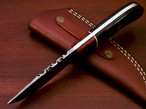 BEAUTIFUL CUSTOM HAND MADE DAMASCUS STEEL FULL TANG KNIFE-HARD WOOD - SUSA KNIVES