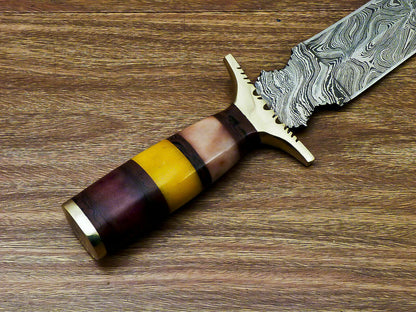 Beautiful Custom Handmade Damascus Steel Dagger Knife "Stained Camel Bone Handle - SUSA KNIVES