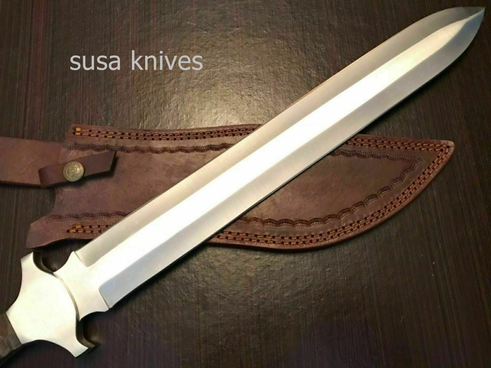 Custom Hand Made D2 STeel Beautiful Hunting Sword With Wood Handle - SUSA KNIVES