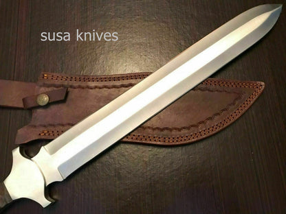 Custom Hand Made D2 STeel Beautiful Hunting Sword With Wood Handle - SUSA KNIVES