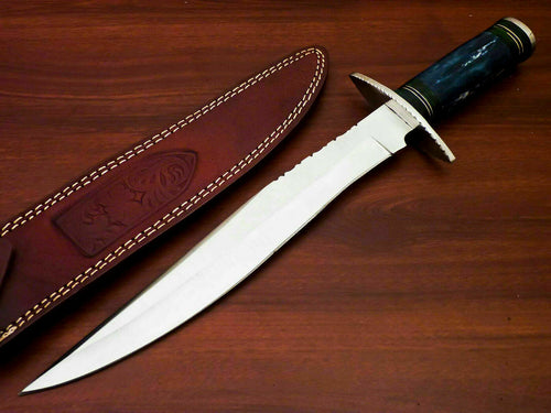 Amazing Custom Handmade D2 Steel Hunting Knife |Sheath Stained Camel Bone Handle - SUSA KNIVES