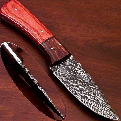 CUSTOM HAND MADE DAMASCUS STEEL FULL TANG KNIFE-HARD WOOD HANDLE - SUSA KNIVES