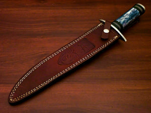 Amazing Custom Handmade D2 Steel Hunting Knife |Sheath Stained Camel Bone Handle - SUSA KNIVES