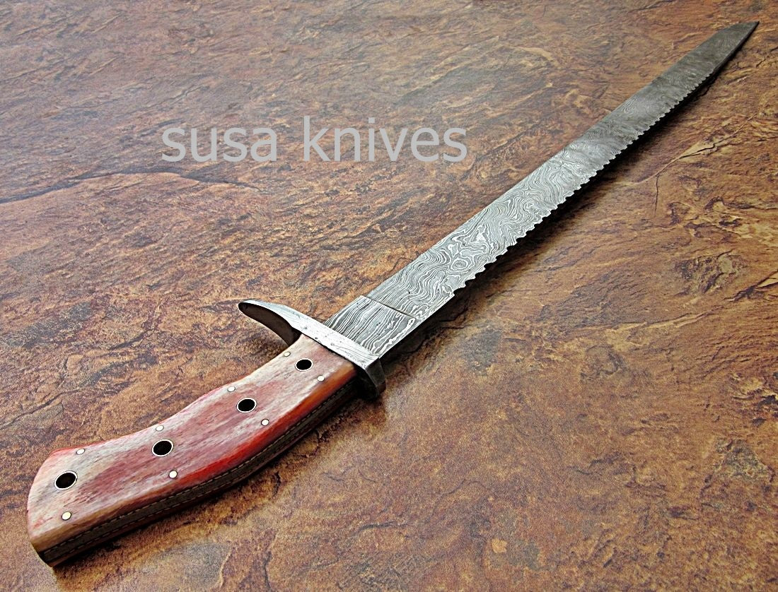 CUSTOM HAND MADE DAMASCUS STEEL HUNTING SWORD KNIFE. - SUSA KNIVES